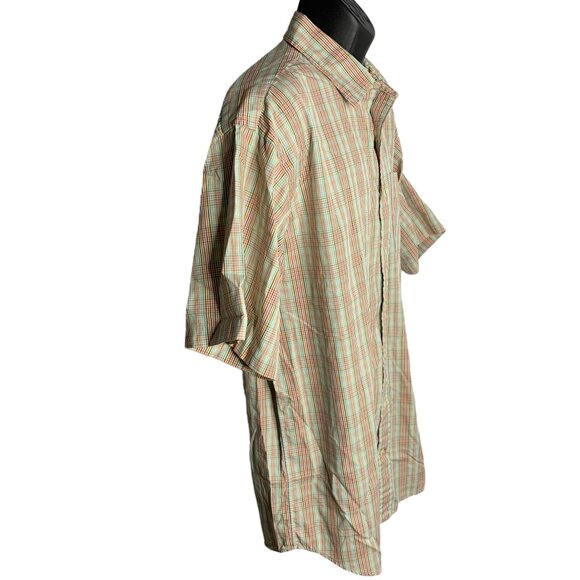Daniel Cremieux Collared Button Up Shirt L Multicolor Plaid Short Sleeve Pocket - Picture 5 of 6